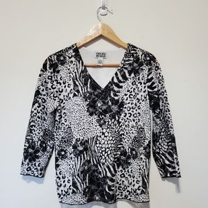 Chico's Design - White & Black Animal Print Blouse